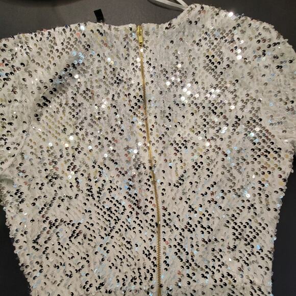 Blanc White Silver Embellished Maxi Bodycon Dress - M - Picture 6 of 8
